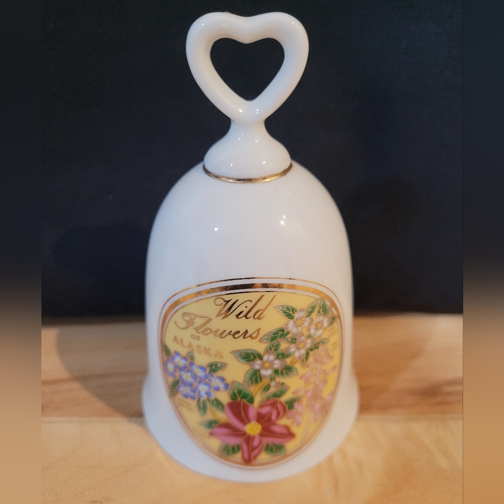 2/$20 Wild Flowers Alaska Decorative Bell - White and Gold